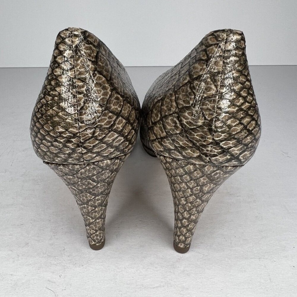 Via Neroli Pearlized Snake Skin Design Gold Gray Womens Size 7.5 Platform Pumps - Picture 4 of 8